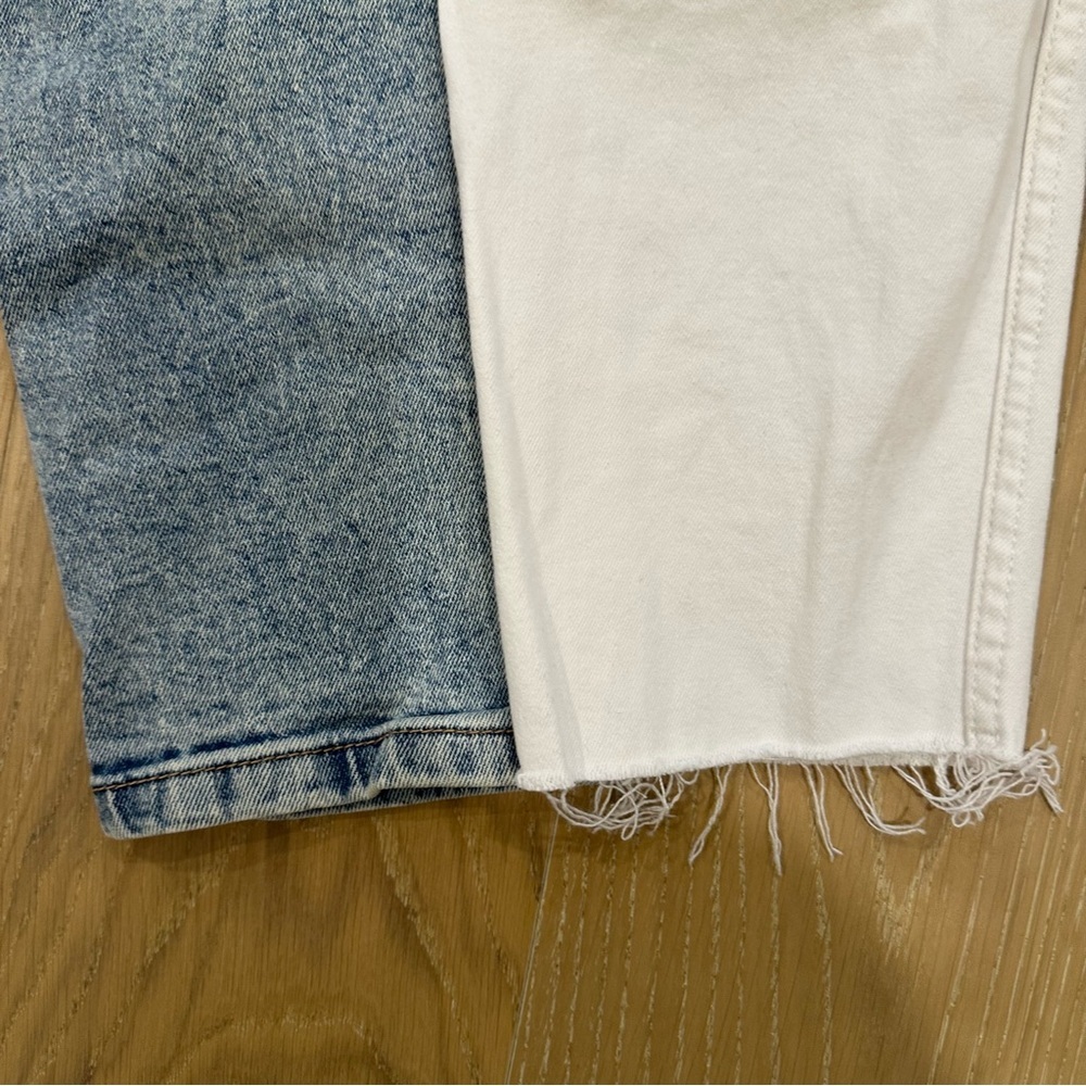 BUNDLE Stradivarius Petite slim mom jean with stretch washed blue white Size 6 - Picture 10 of 11